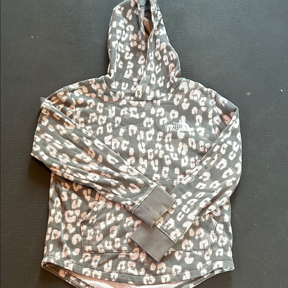 The North Face Gray cheetah hoodie. Girls size 7/8